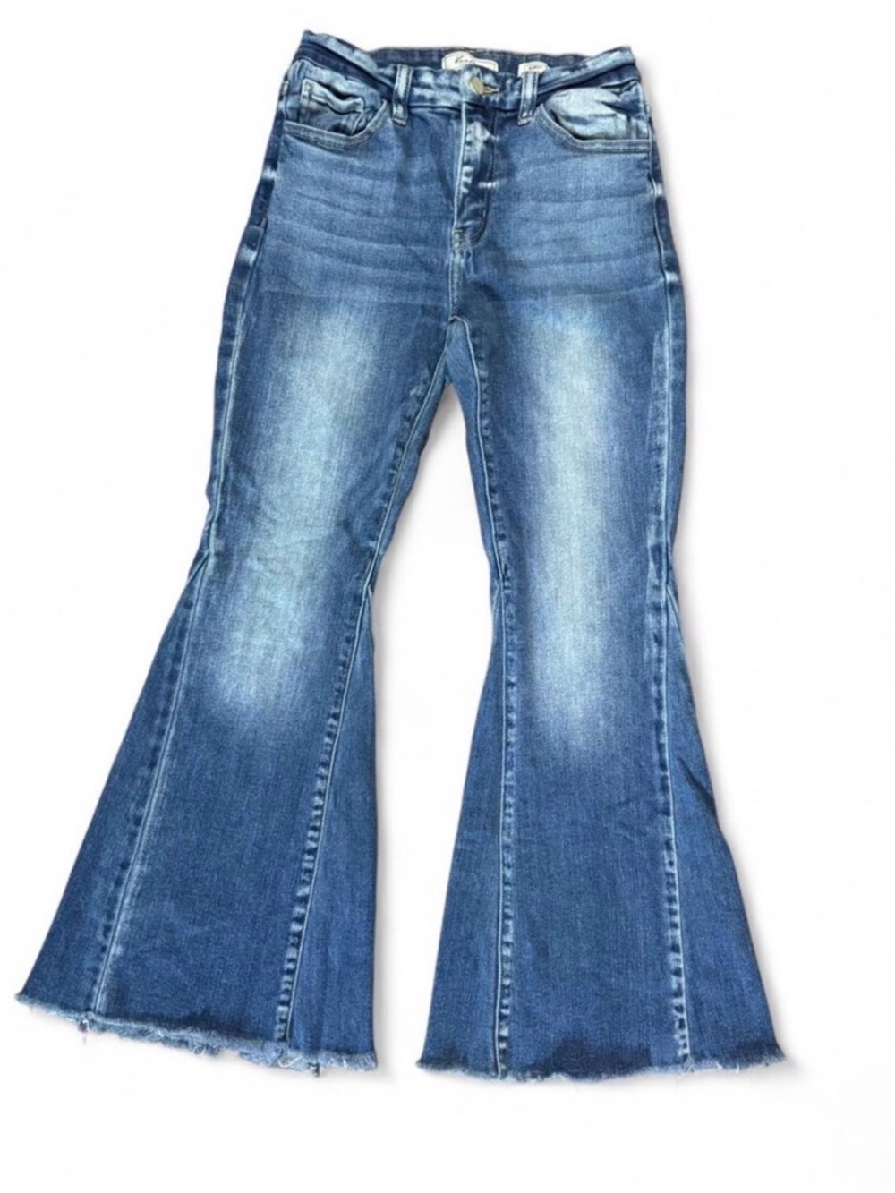 KanCan Kurvy Mid-Rise Super Flared Jeans with Raw Hem